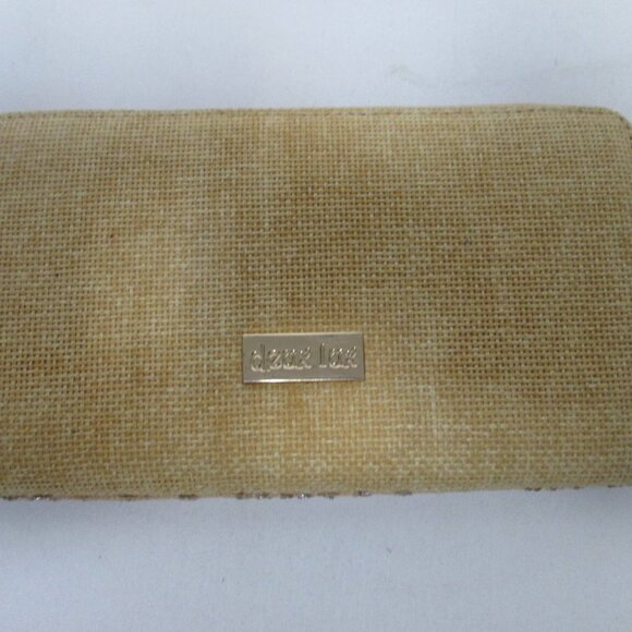 Deux Lux gold Glitter Raffia zip around Wallet Organizer change & card pockets - Picture 7 of 12